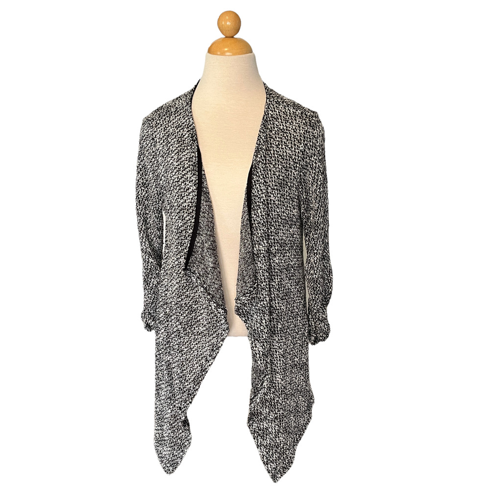 Mauve black and white lightweight open front cardigan 3/4 sleeve size medium